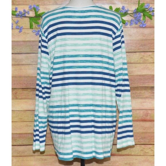 Croft & Barrow Plus Size 2X Striped Knit Top Long Sleeves Stretch Casual Cotton - Picture 5 of 8